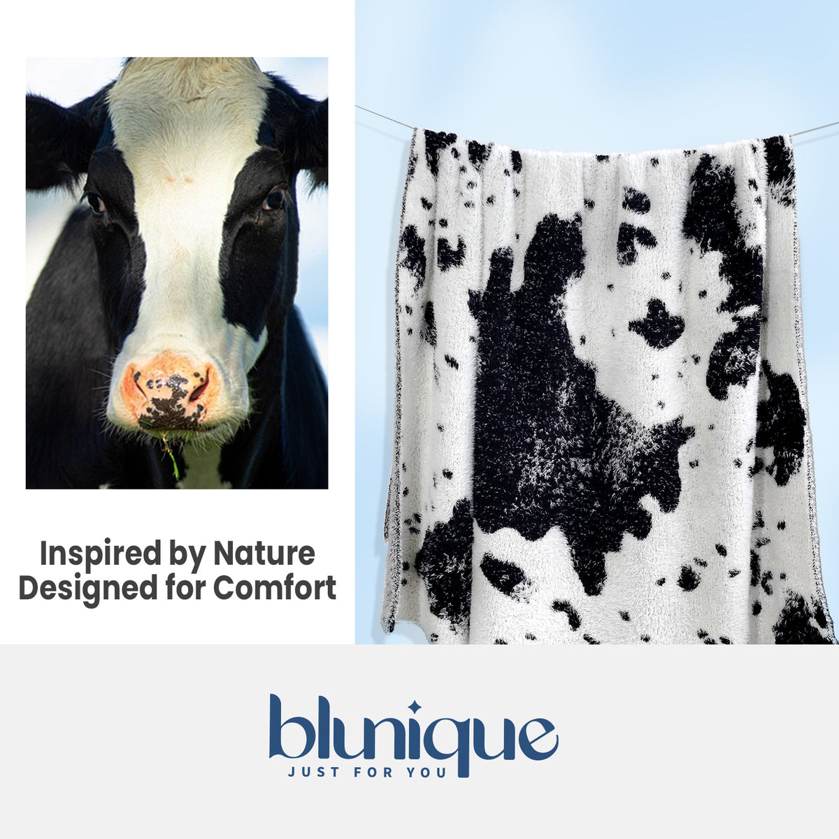 blunique - Cow Print  Super Soft  Blanket