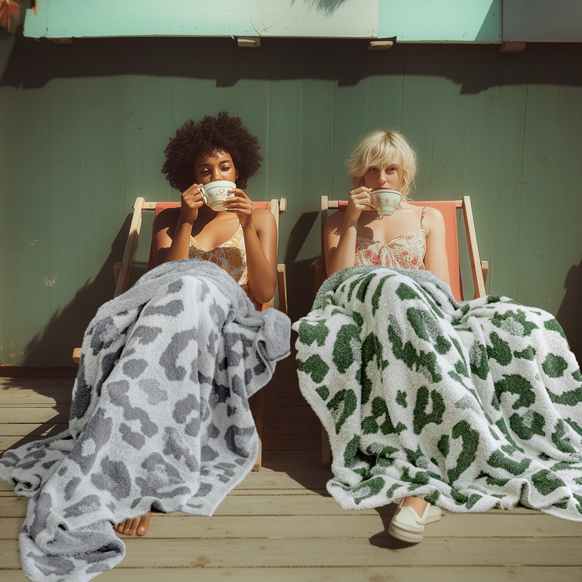 blunique - Leopard Print - Super Soft - Feather Yarn Blanket