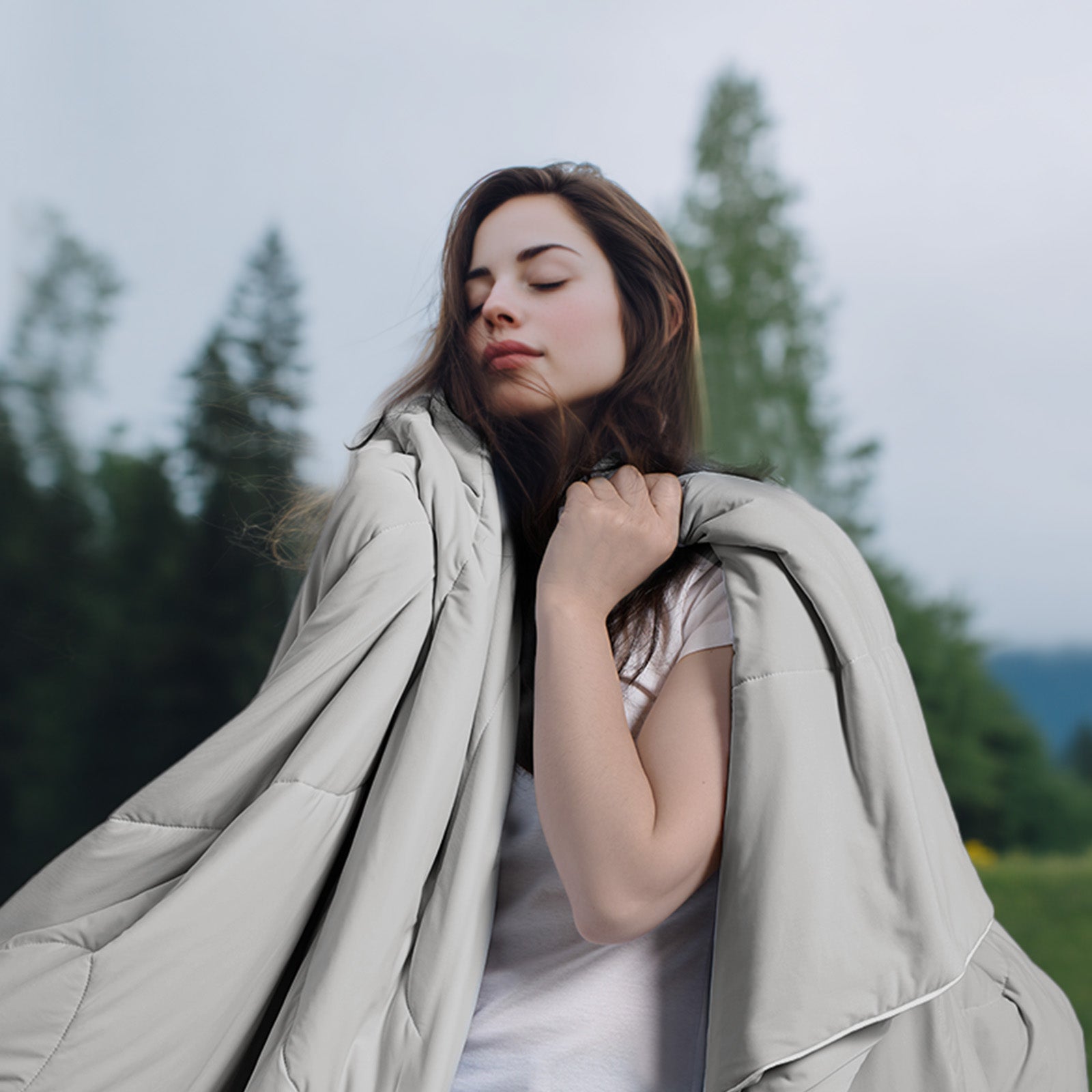 Cooling comforter for hot sleepers on bed