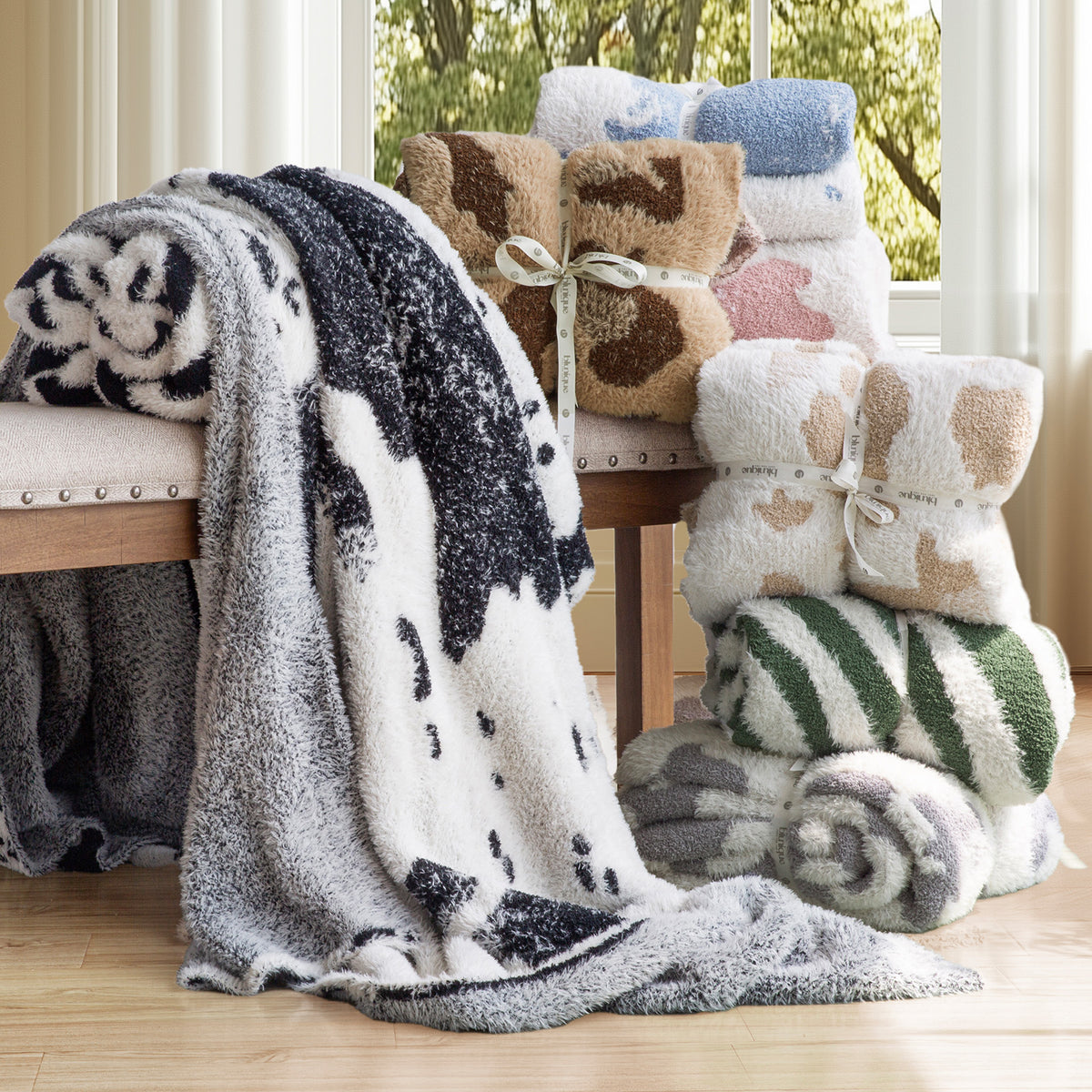 blunique - Leopard Print - Super Soft - Feather Yarn Blanket