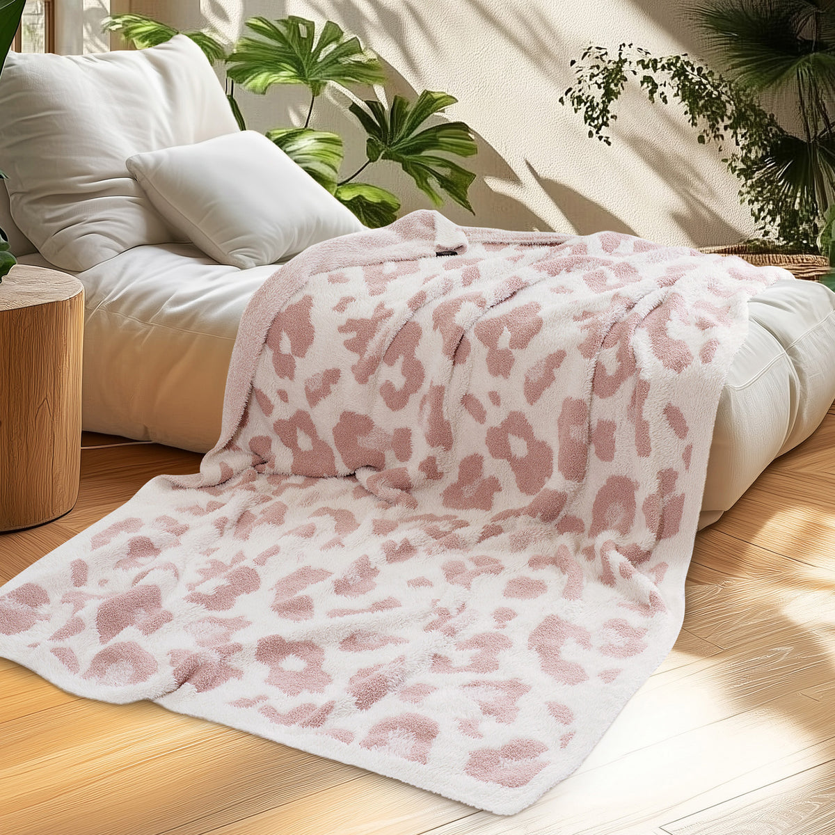 blunique - Leopard Print - Super Soft - Feather Yarn Blanket