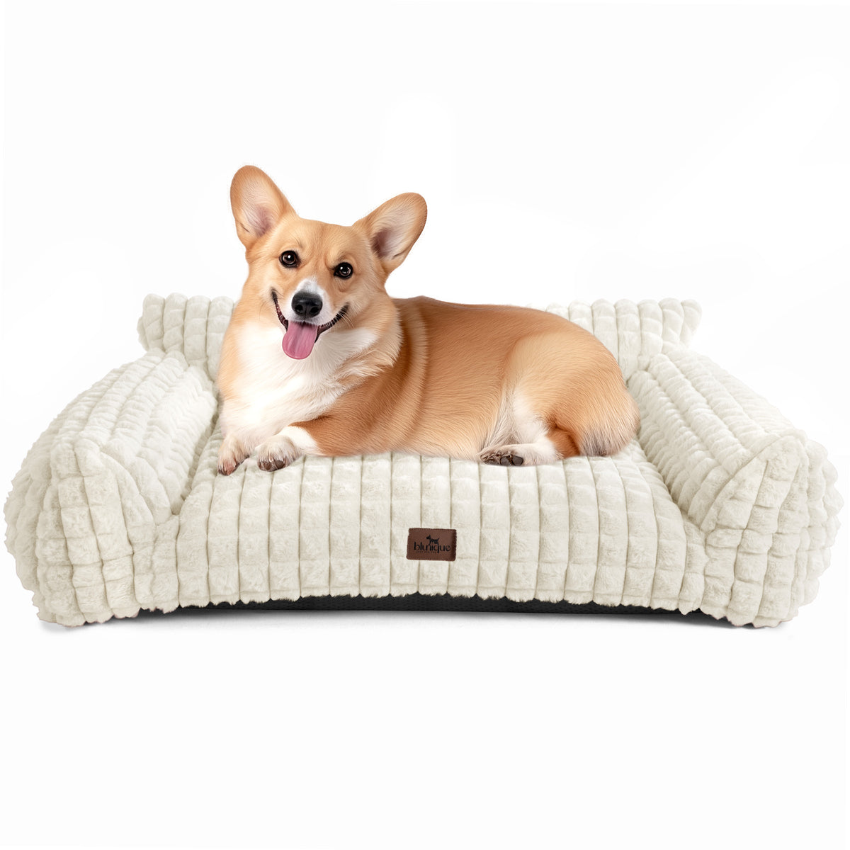 blunique - Cute Cat Couch Bed Supportive & Fluffy Pet Sofa in 3D Diamond Pattern