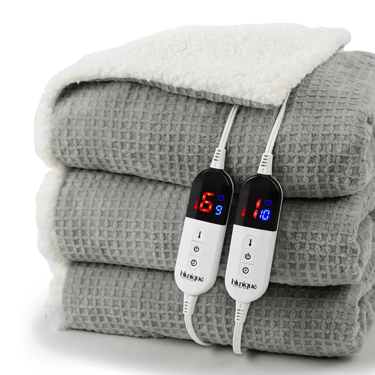 blunique - Waffle Sherpa Heated Throw & Blanket