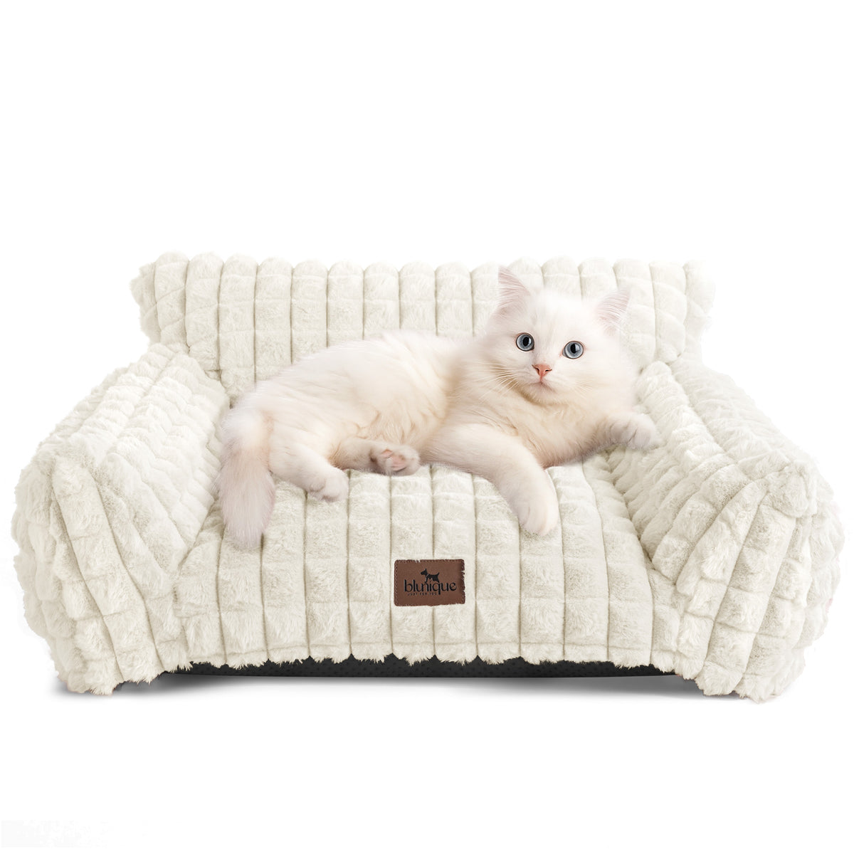 blunique - Cute Cat Couch Bed Supportive & Fluffy Pet Sofa in 3D Diamond Pattern