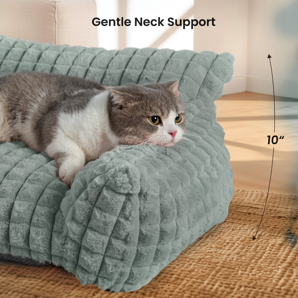 blunique - Cute Cat Couch Bed Supportive & Fluffy Pet Sofa in 3D Diamond Pattern