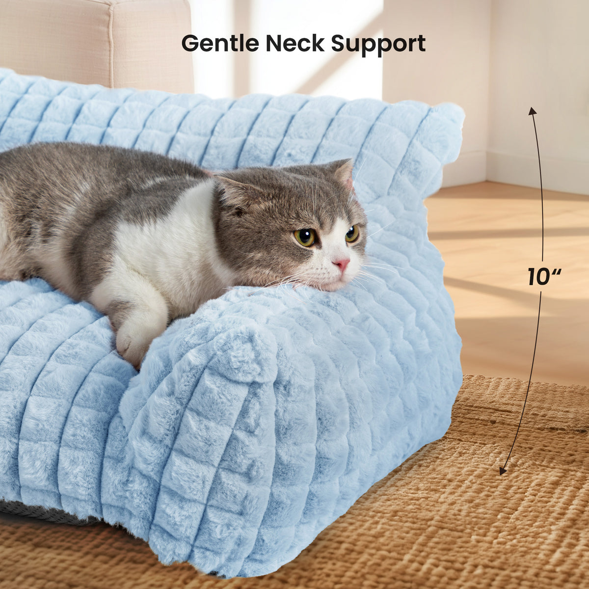blunique - Cute Cat Couch Bed Supportive & Fluffy Pet Sofa in 3D Diamond Pattern