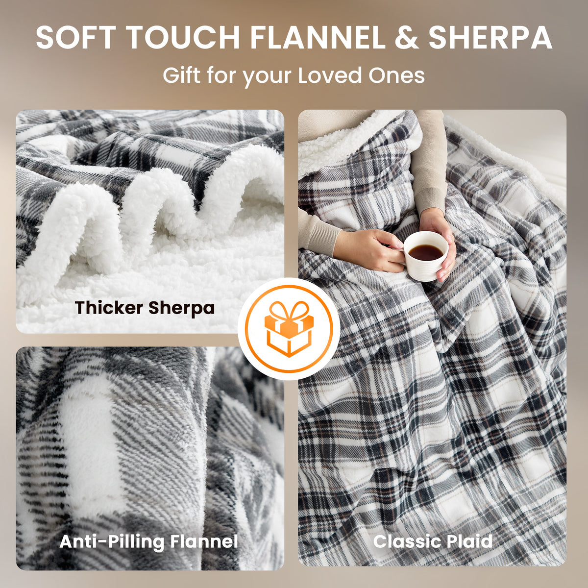 blunique - Ultra Soft Cozy Plaid Flannel - Fast Heated Blanket Electric Throw 50''x60''
