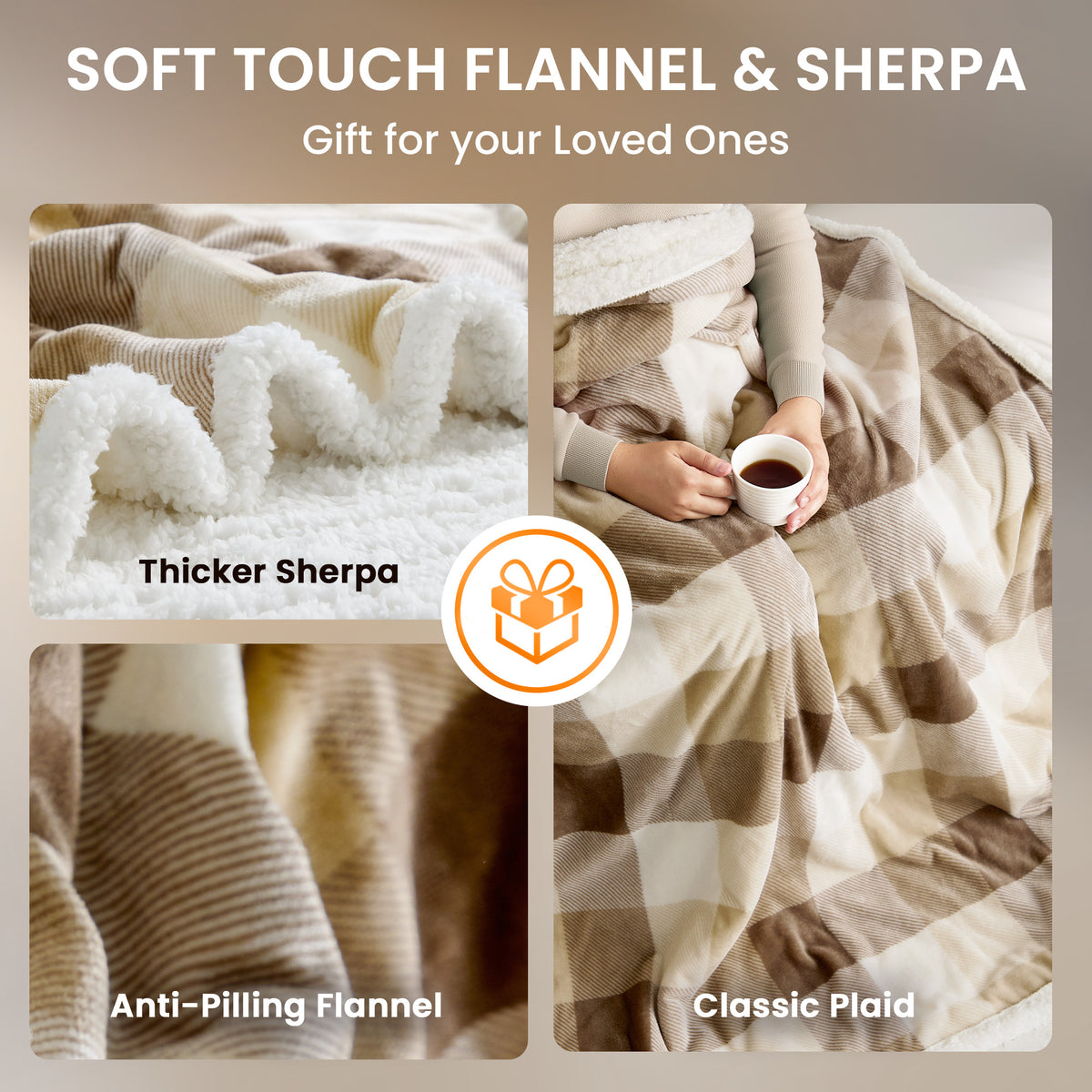 blunique - Ultra Soft Cozy Plaid Flannel - Fast Heated Blanket Electric Throw 50''x60''