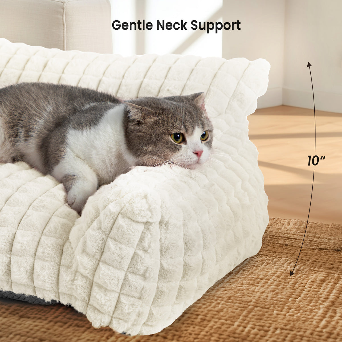 blunique - Cute Cat Couch Bed Supportive & Fluffy Pet Sofa in 3D Diamond Pattern