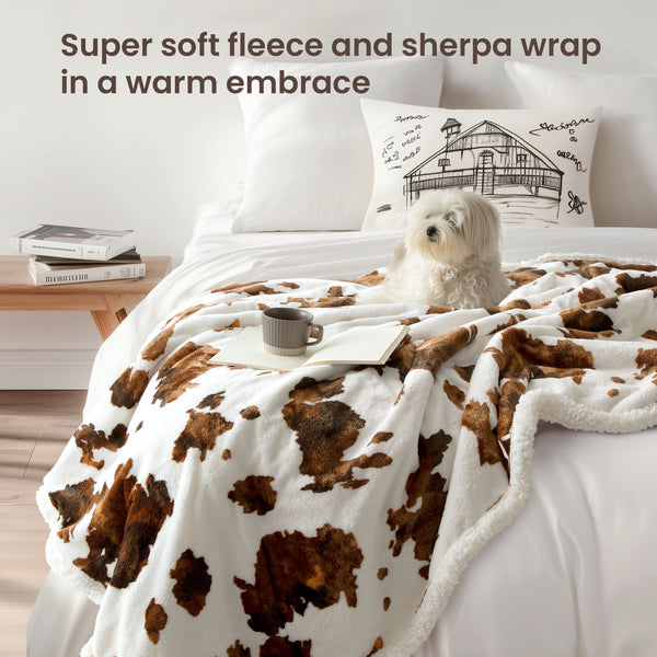 blunique - Cow Print Heated Blanket Throw Electric Blanket Throw 50''x60''