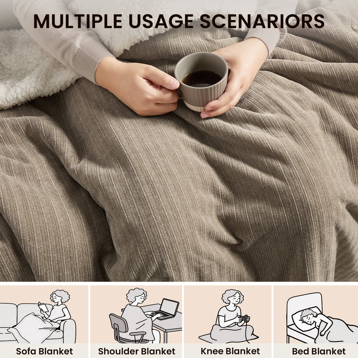 blunique - Ultra Soft Cozy Chenille - Fast Heated Blanket Electric Throw 50''x60''
