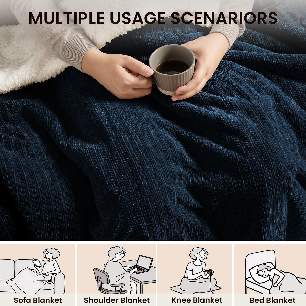 blunique - Ultra Soft Cozy Chenille - Fast Heated Blanket Electric Throw 50''x60''