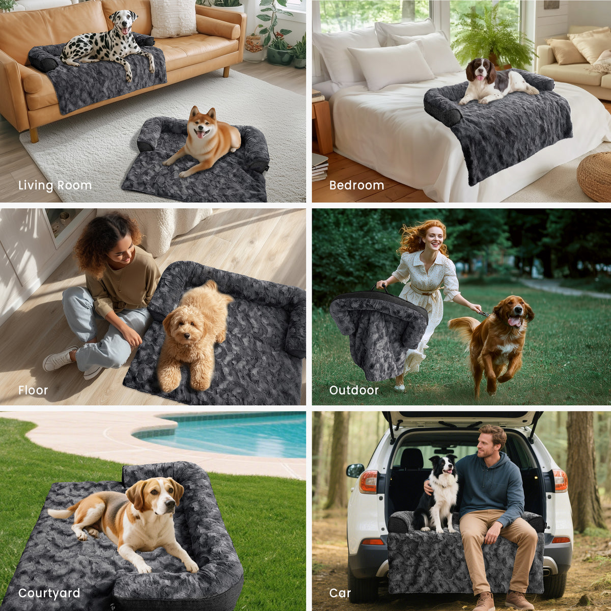 blunique - Dog Couch Bed - Faux Fur - Waterproof Pet Mat - Couch Cover for Furniture