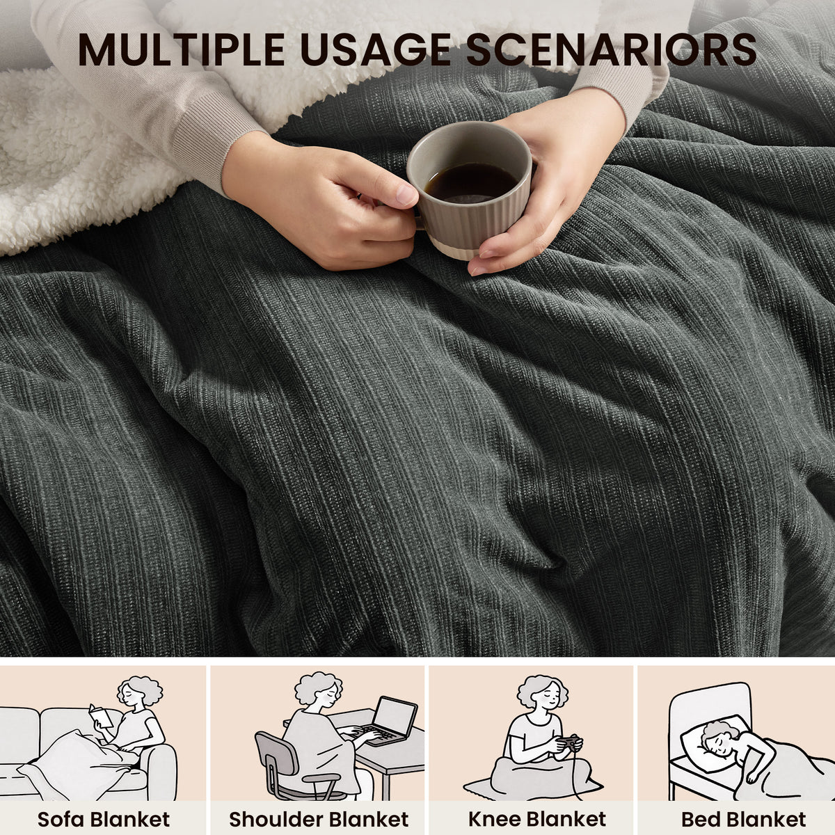 blunique - Ultra Soft Cozy Chenille - Fast Heated Blanket Electric Throw 50''x60''
