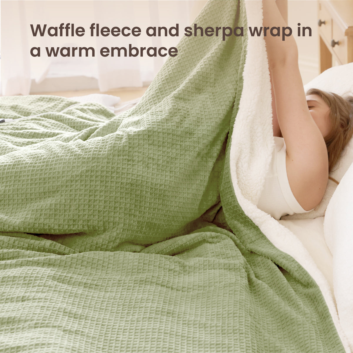 blunique - Waffle Sherpa Heated Throw & Blanket
