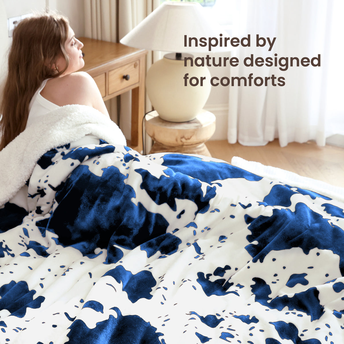 blunique - Cow Print Electric Heated Throw & Blanket