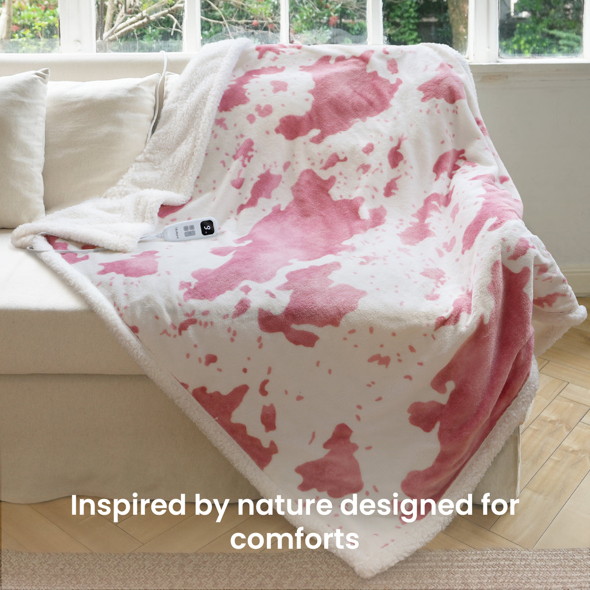 blunique - Cow Print Heated Throw  Size