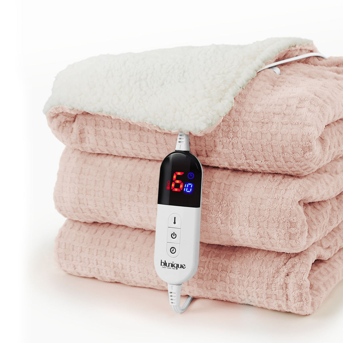 blunique - Waffle Sherpa Heated Blanket Twin 62x84inch