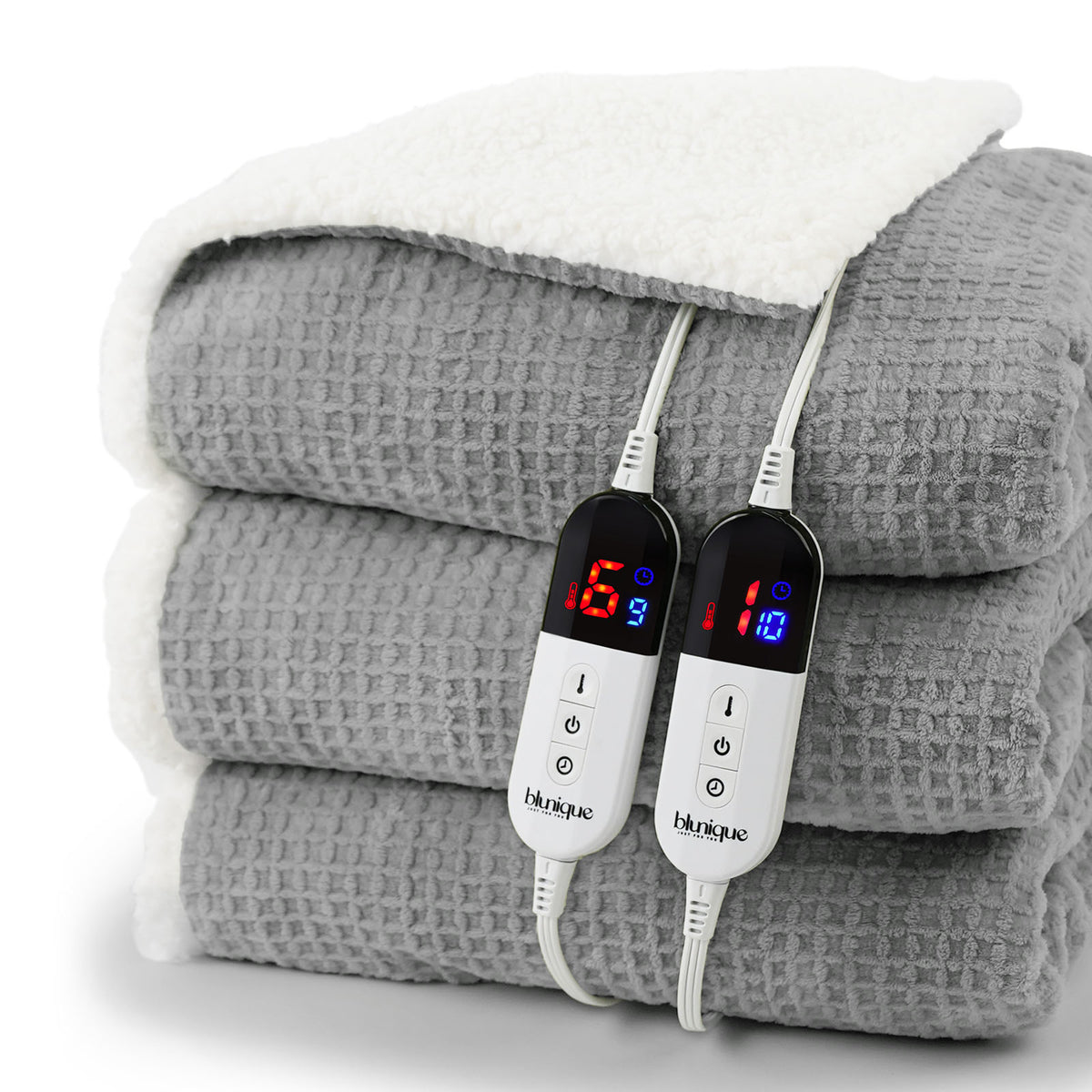 blunique - Waffle Sherpa Heated Blanket Queen & King Size