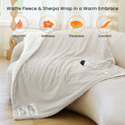 blunique - Waffle Sherpa Heated Blanket Throw Size - Blunique