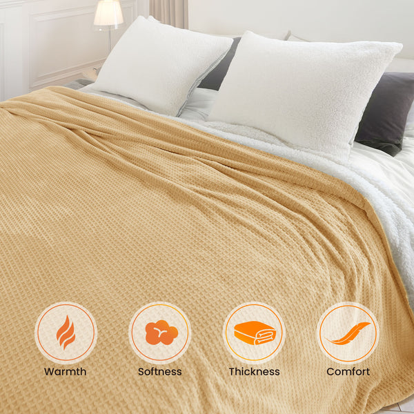 blunique - Waffle Sherpa Heated Blanket  King Size