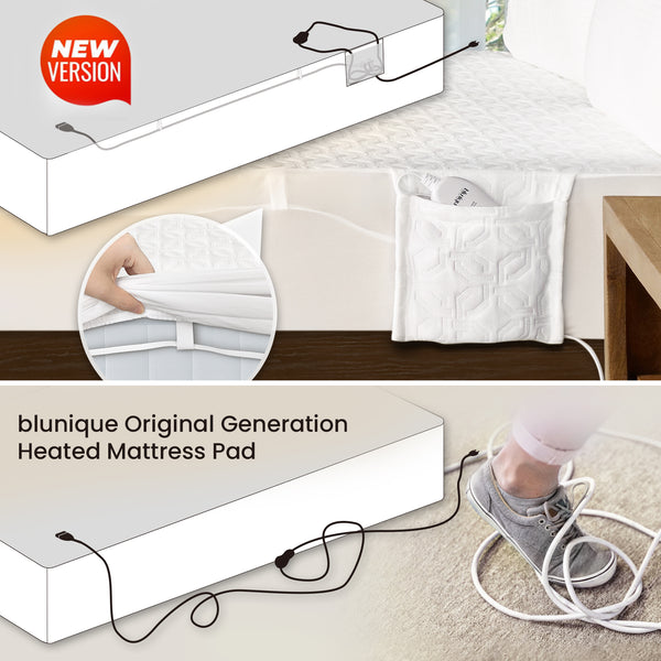 blunique - Geometric Pinwheel Heated Mattress Pad with Single Pocket