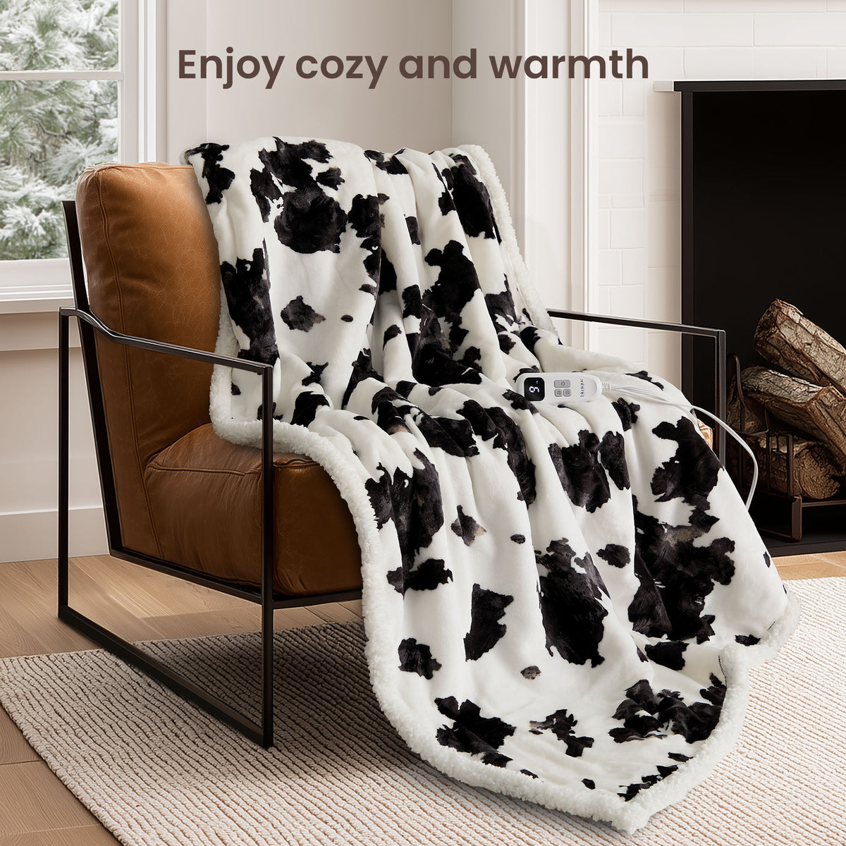 blunique - Animals Farm - Cow - Zebra Print Heated Blanket Throw Electric 50''x60''