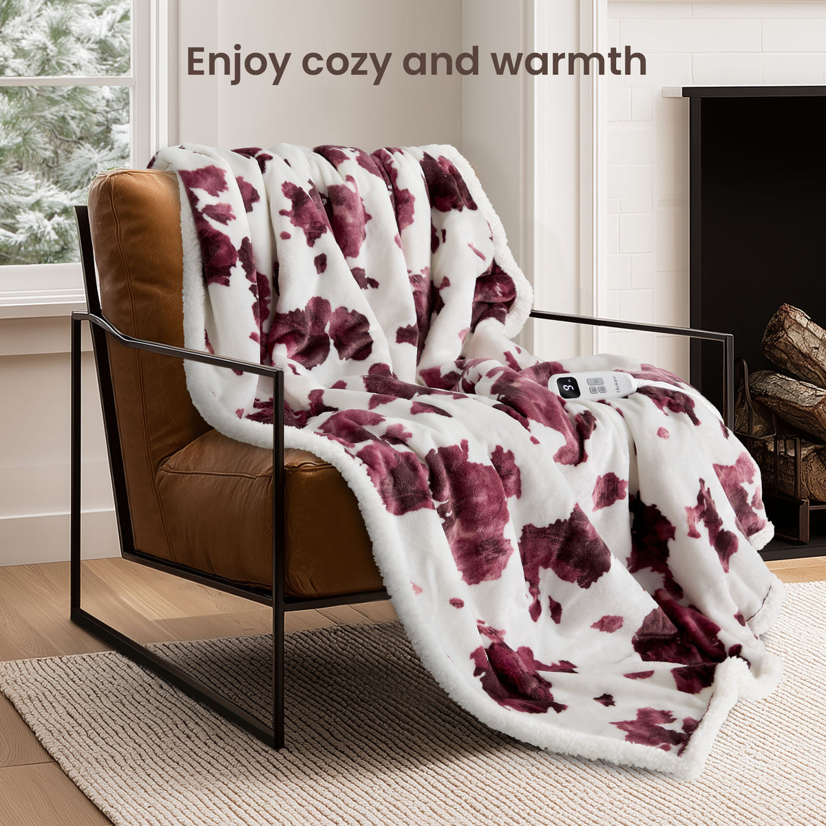 blunique - Animals Farm - Cow - Zebra Print Heated Blanket Throw Electric 50''x60''