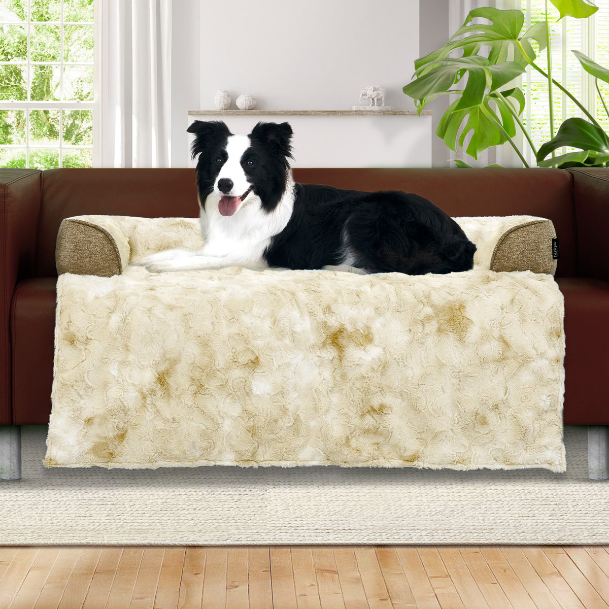 blunique - Dog Couch Bed - Faux Fur - Waterproof Pet Mat - Couch Cover for Furniture