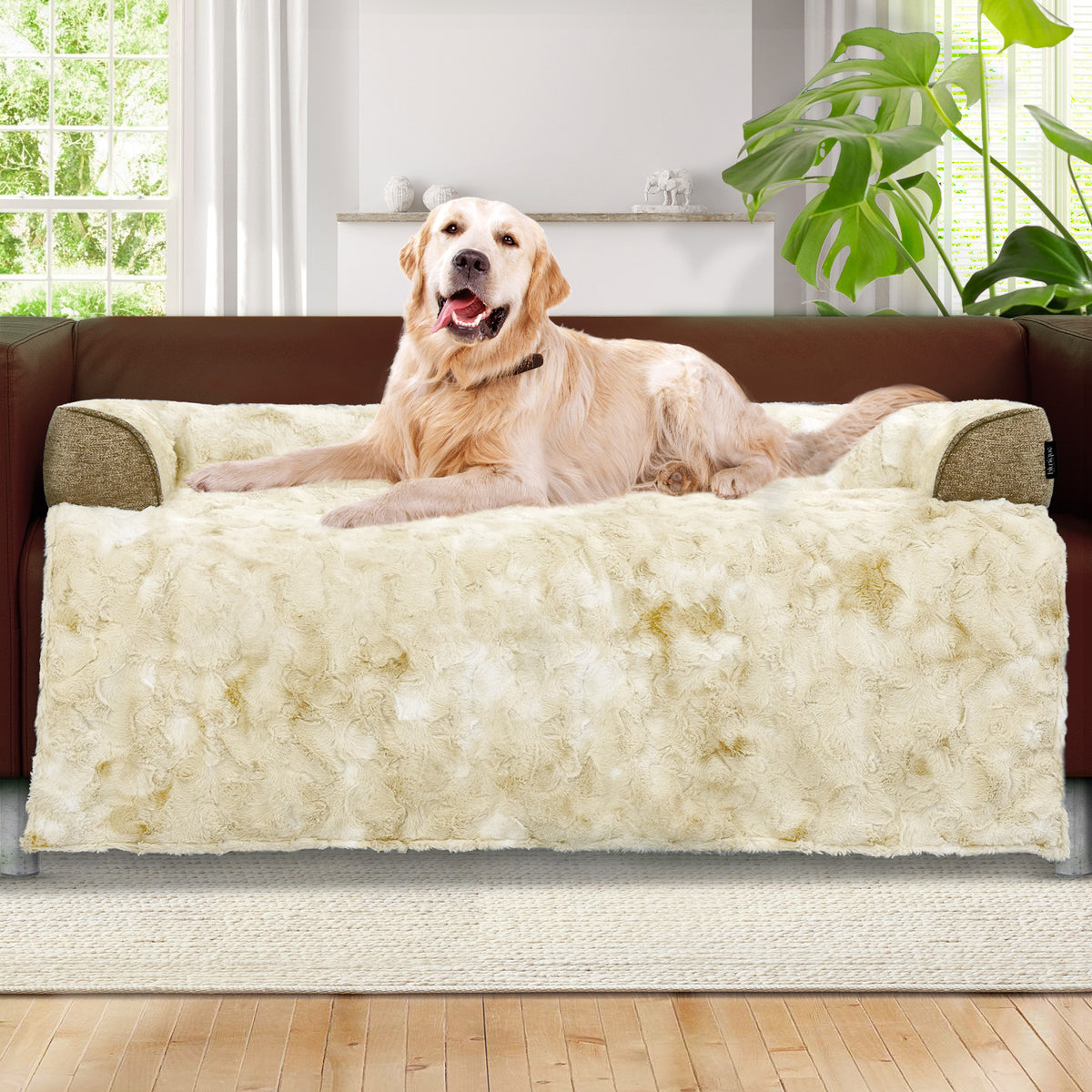 blunique - Dog Couch Bed - Faux Fur - Waterproof Pet Mat - Couch Cover for Furniture