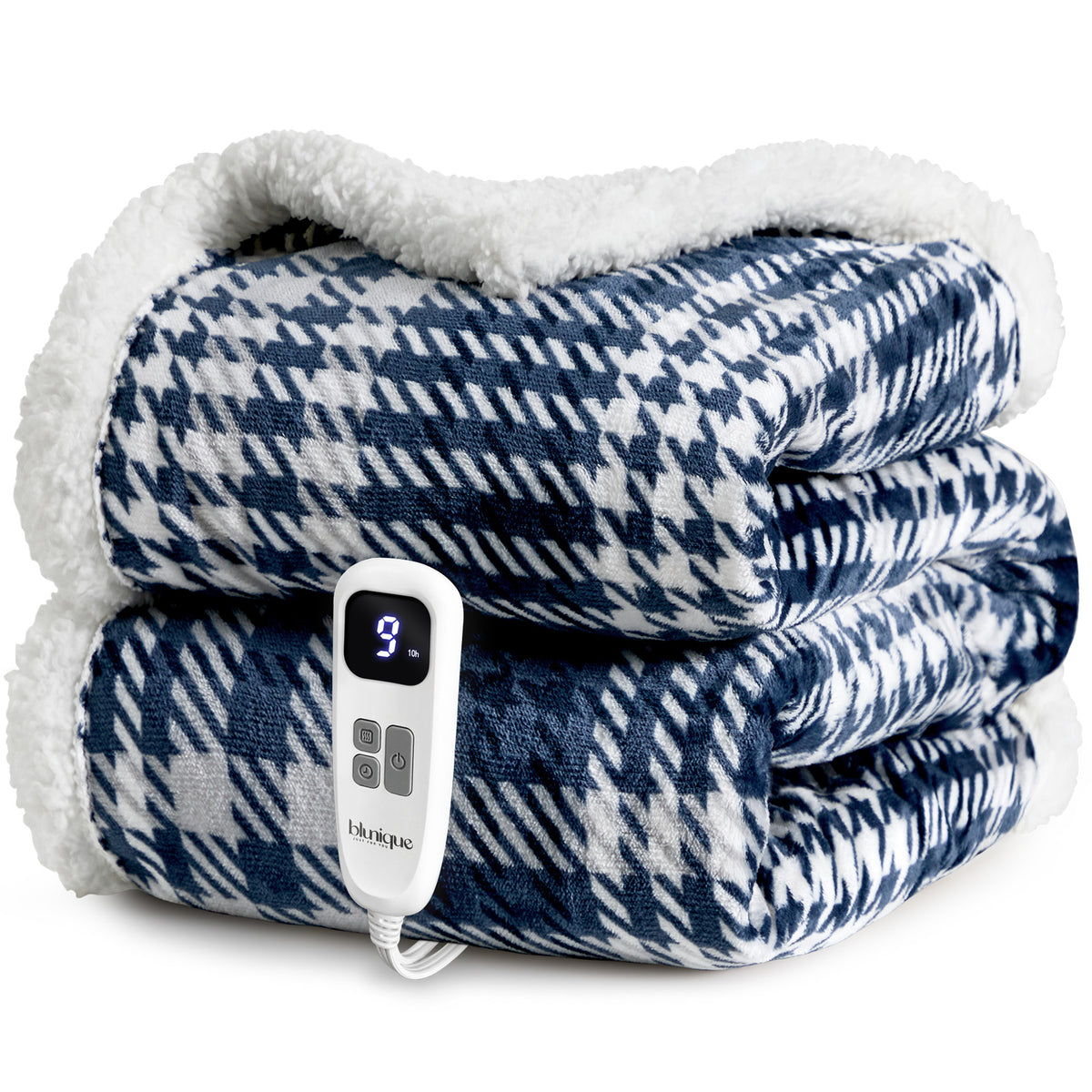 blunique - Ultra Soft Cozy Plaid Flannel - Fast Heated Blanket Electric Throw 50''x60''