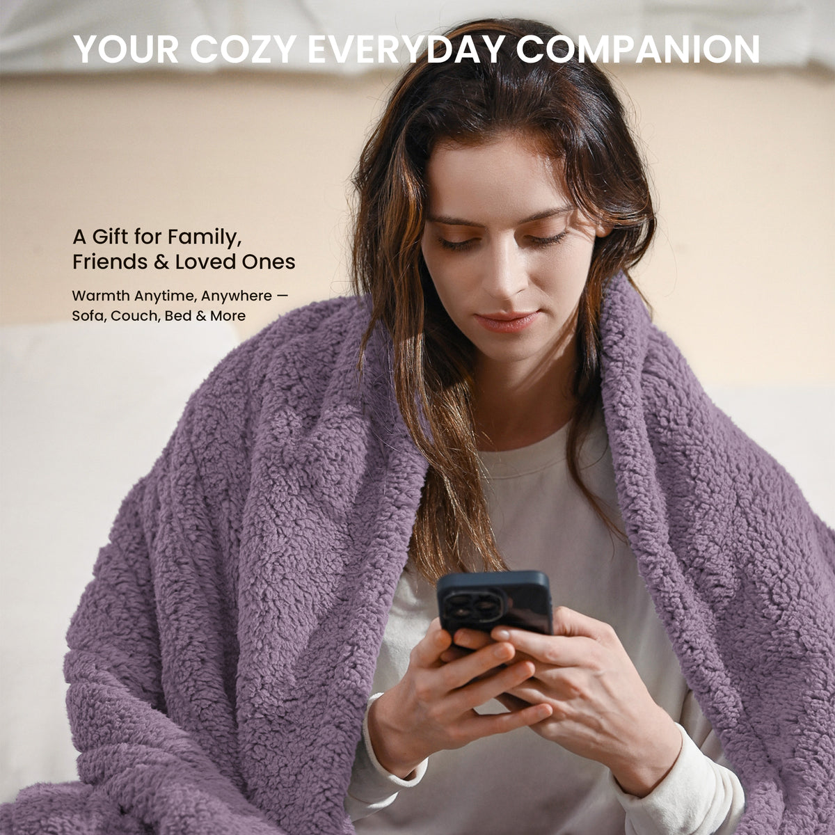 blunique -  Double Sided Cozy Sherpa - Fast Heated Blanket Electric Blanket