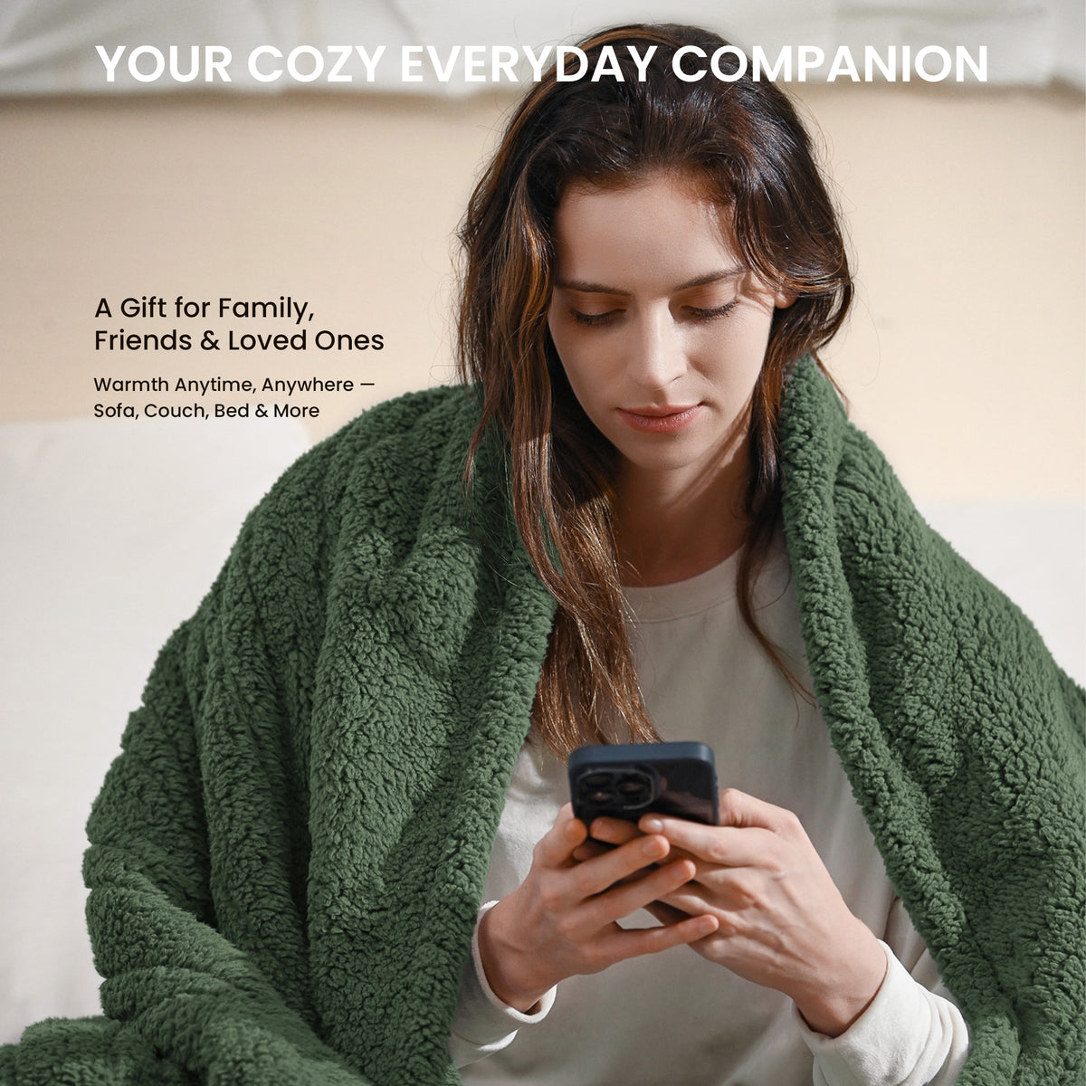 blunique -  Double Sided Cozy Sherpa - Fast Heated Blanket Electric Blanket