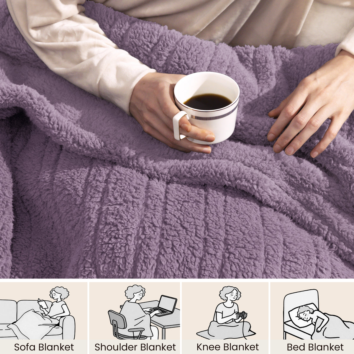 blunique -  Double Sided Cozy Sherpa - Fast Heated Blanket Electric Blanket