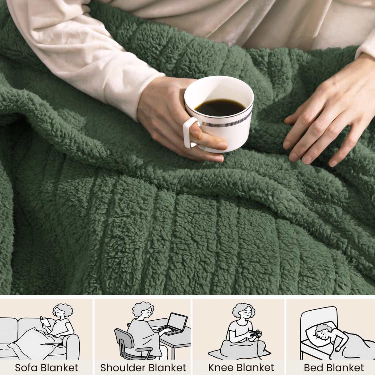 blunique -  Double Sided Cozy Sherpa - Fast Heated Blanket Electric Blanket