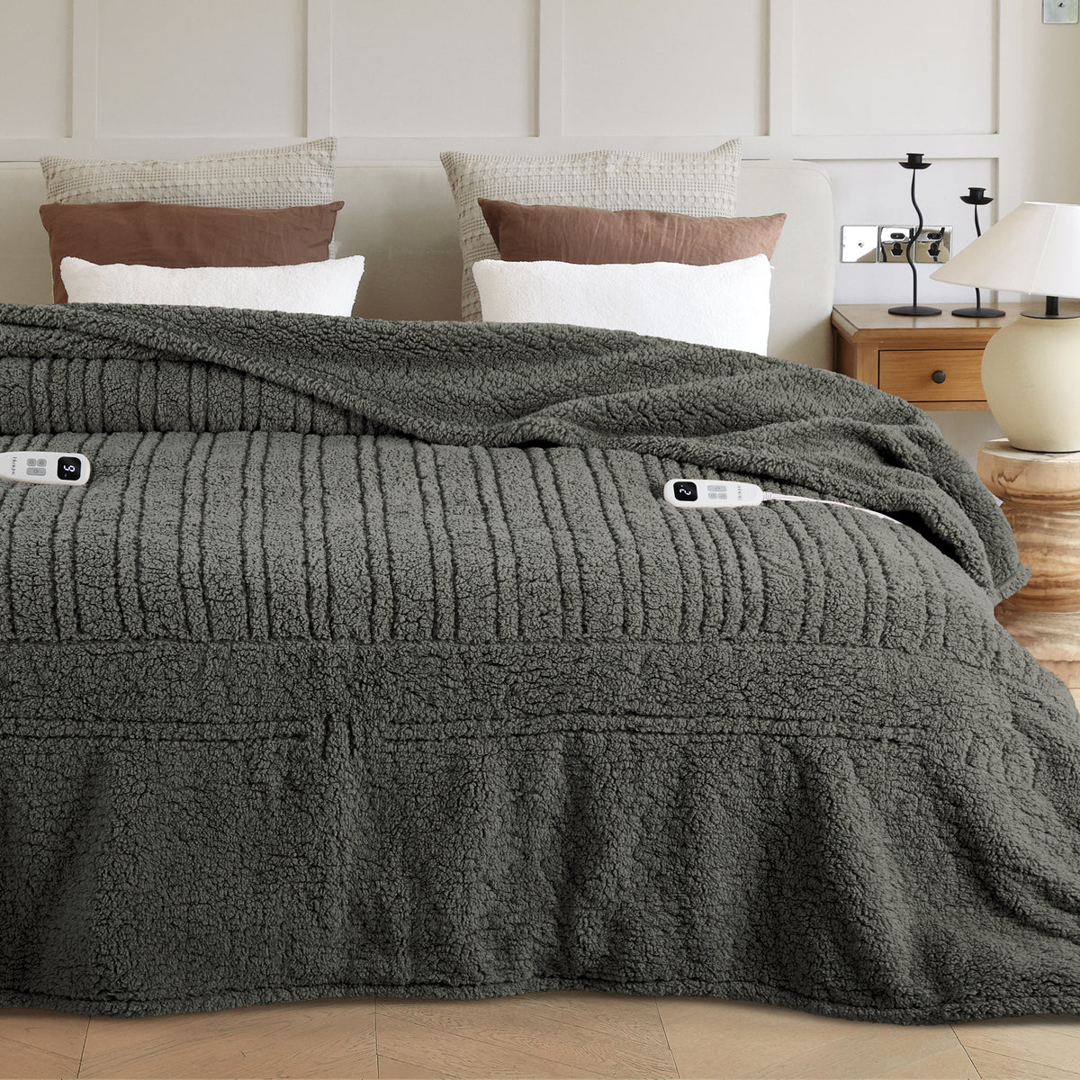 blunique -  Double Sided Cozy Sherpa - Fast Heated Blanket Electric Blanket