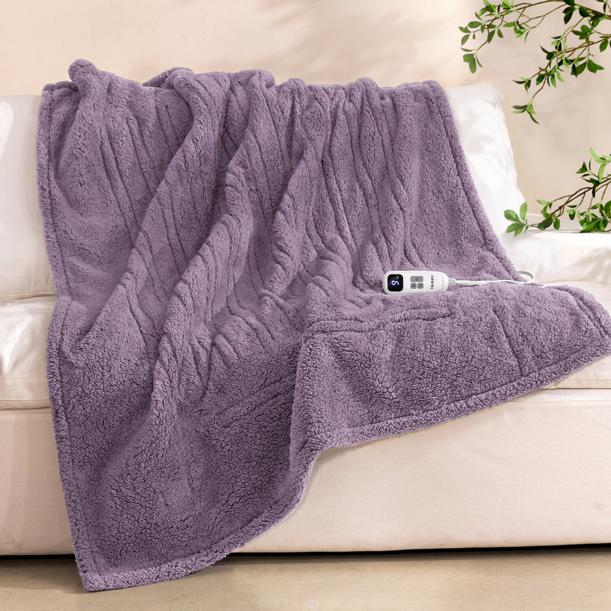 blunique -  Double Sided Cozy Sherpa - Fast Heated Blanket Electric Blanket