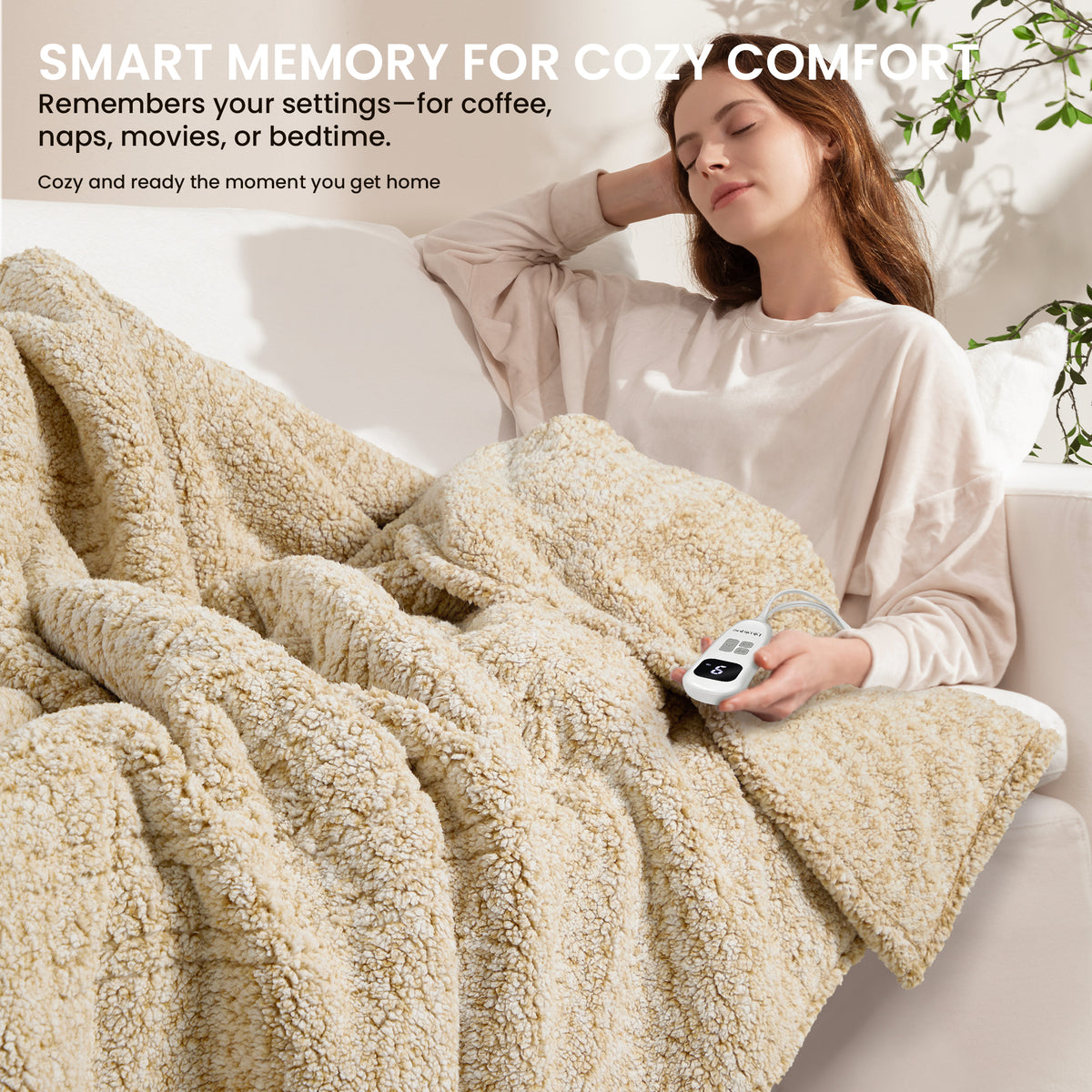 blunique -  Double Sided Print Cozy Sherpa - Fast Heated Blanket Electric Blanket