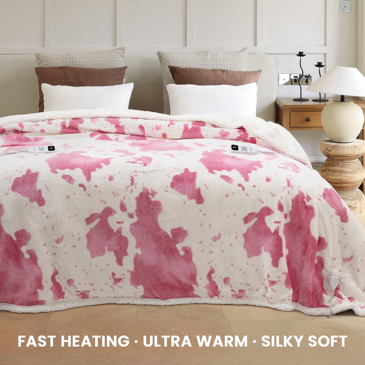 blunique - Cow Print Electric Heated Throw & Blanket