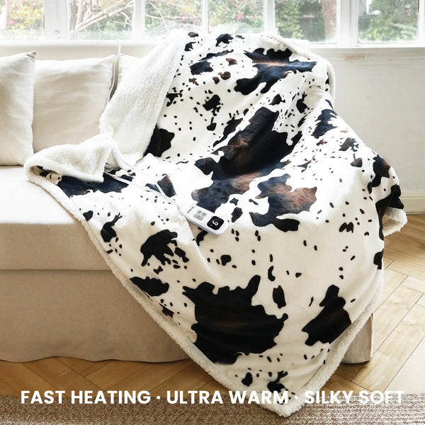 blunique - Cow Print Electric Heated Throw & Blanket - Blunique