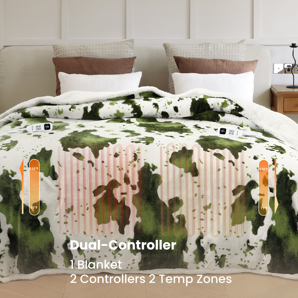 blunique - Cow Print Heated Queen Size