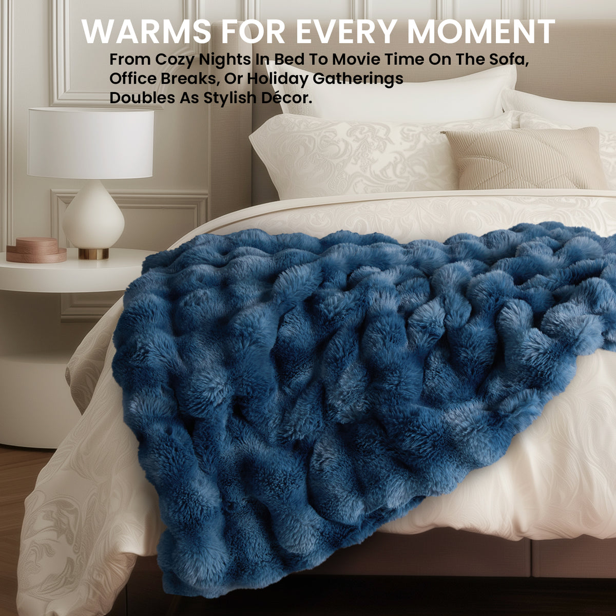 blunique - Bubble Faux Fur Heated Blanket Electric Throw 50''x60''