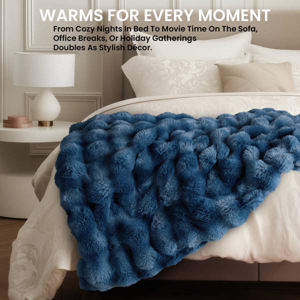 blunique - Bubble Faux Fur - Fast Heated Blanket Electric Throw 50''x60'' - Blunique