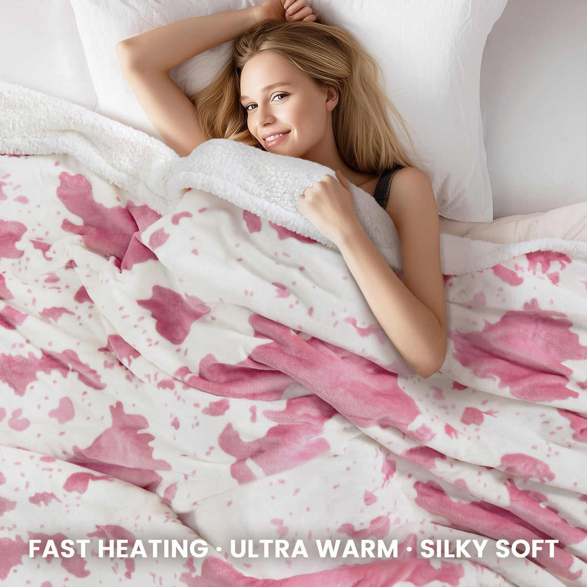 blunique - Cow Print Electric Heated Throw & Blanket