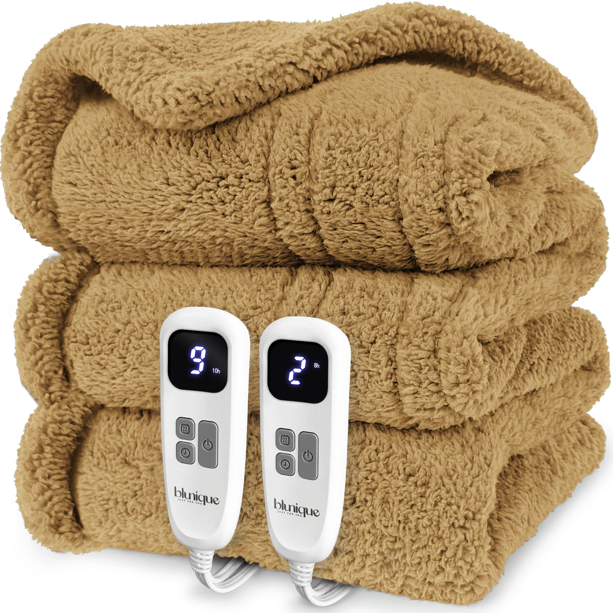 blunique -  Double Sided Cozy Sherpa - Fast Heated Blanket Electric Blanket