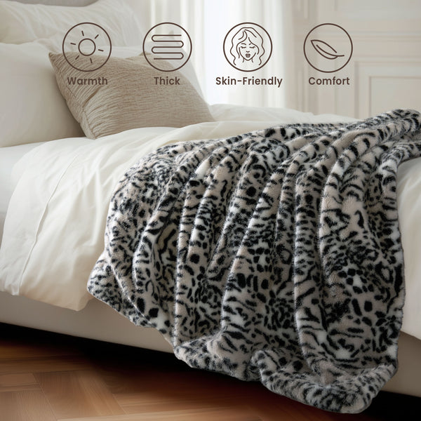 blunique Luxury Faux Fur Heated Blanket Electric Throw - Tiger  Print 50''x60''