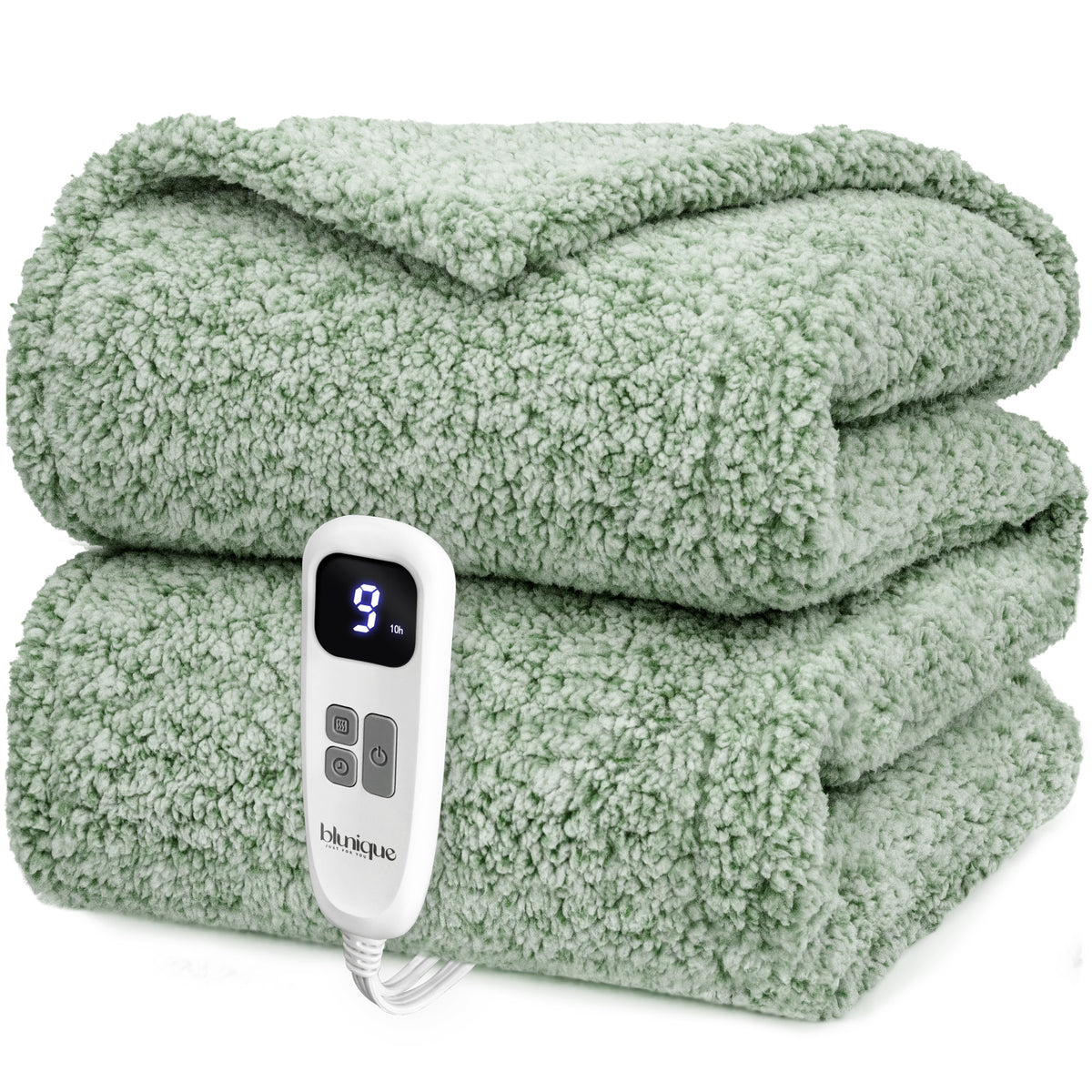 blunique -  Double Sided Print Cozy Sherpa - Fast Heated Blanket Electric Blanket