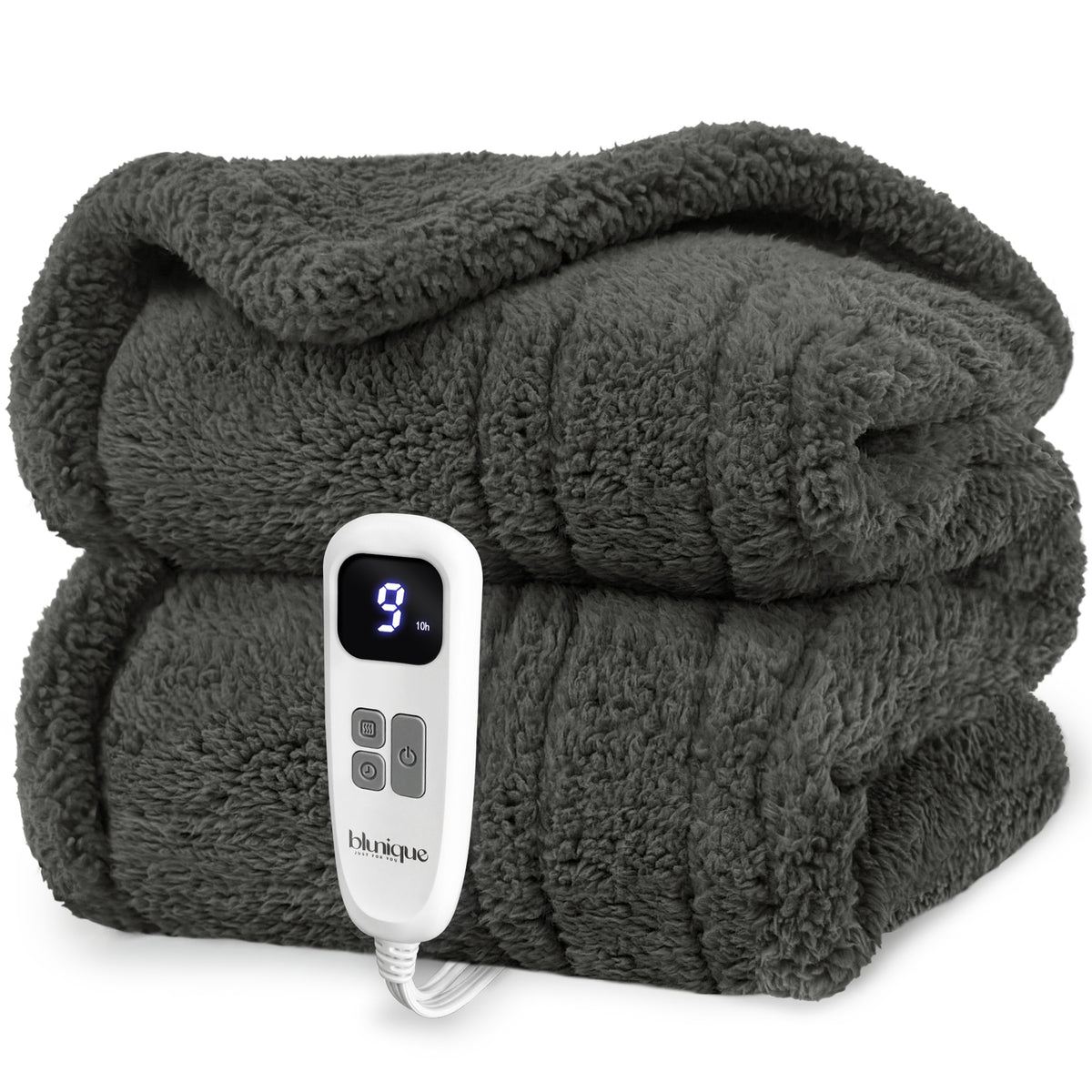 blunique -  Double Sided Cozy Sherpa - Fast Heated Blanket Electric Blanket