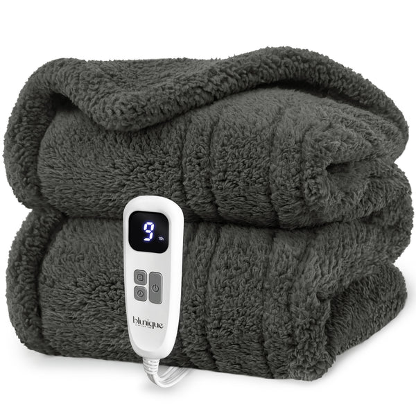 blunique -  Double Sided Cozy Sherpa - Fast Heated Blanket Electric Blanket