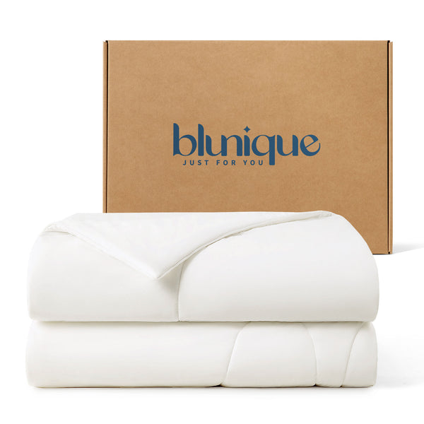 Cooling comforter for hot sleepers on bed